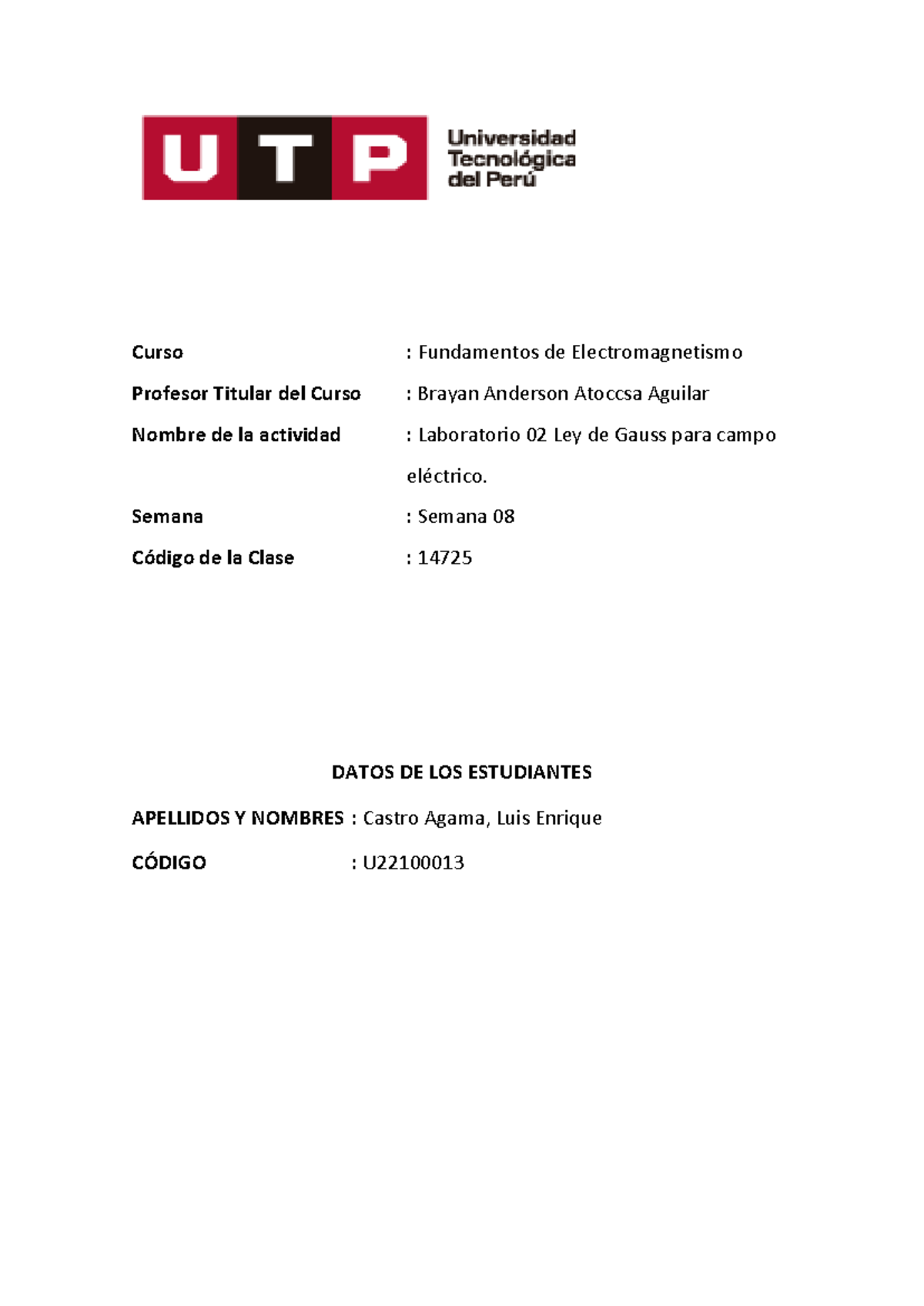 LAB 2 Ley de Gauss - Fundamentos de Electromagnetismo 14725 - Document Preview