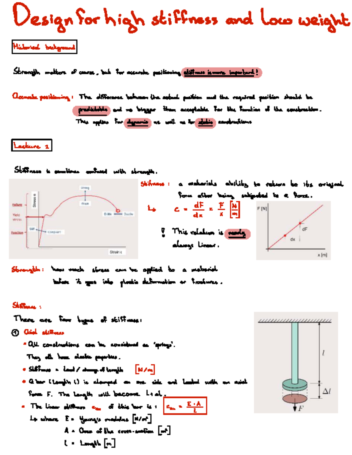 Design Principles for High Stiffness and Low Weight (Notes 1&2 ...