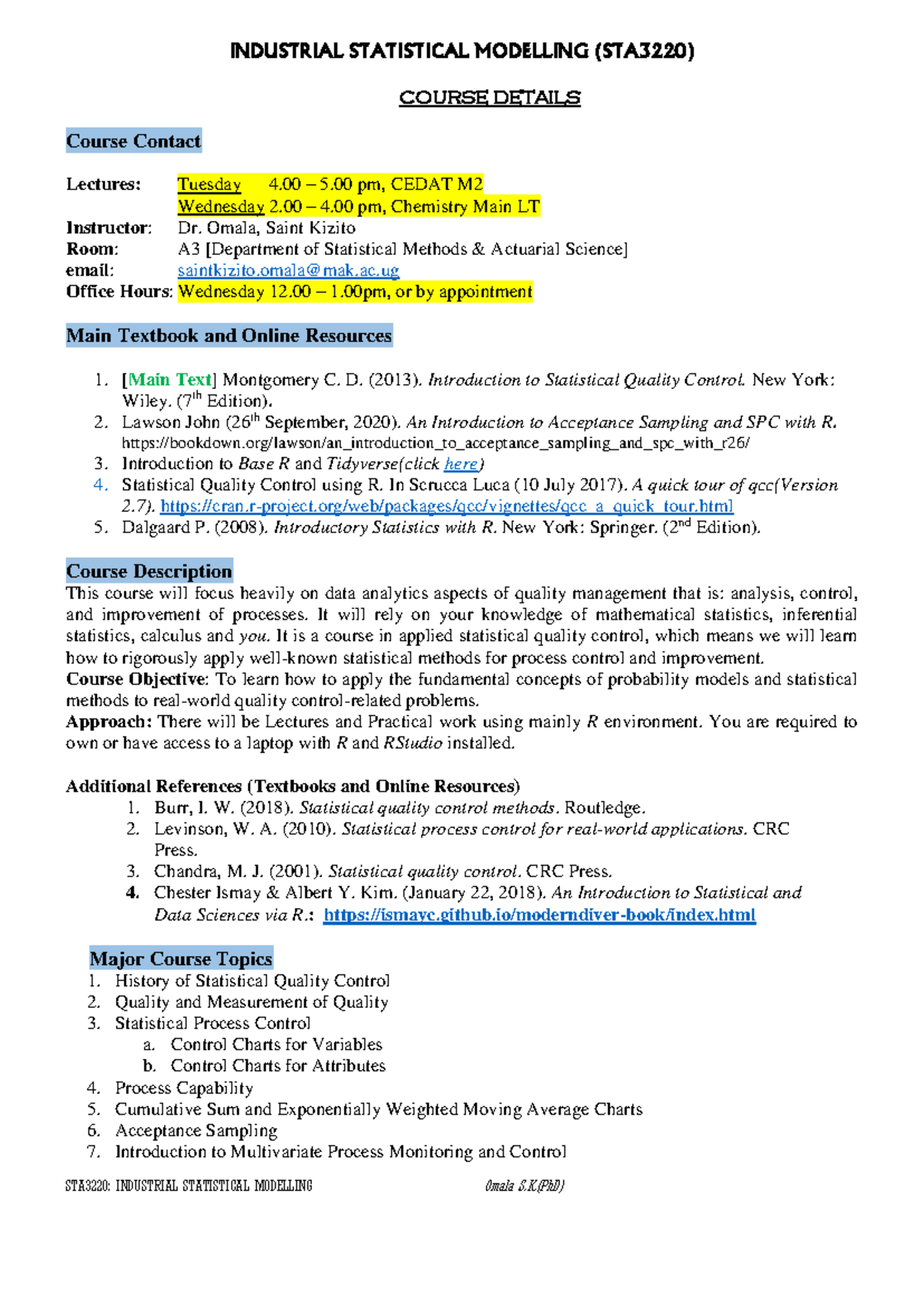 Industrial Statistical Modelling Outline ver 23 - INDUSTRIAL ...