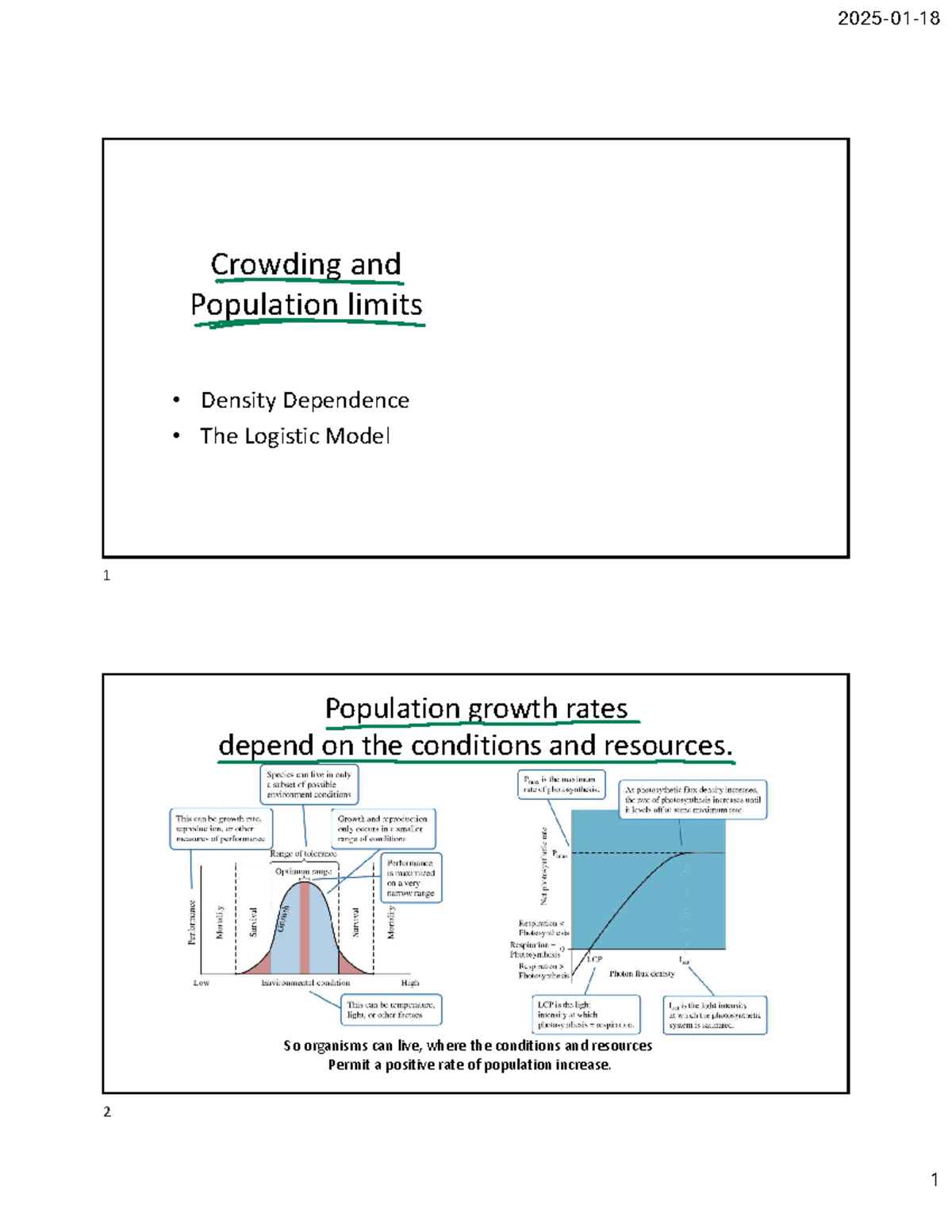 Lectures 8-10 Slides - For Final Review - Crowding and Population ...