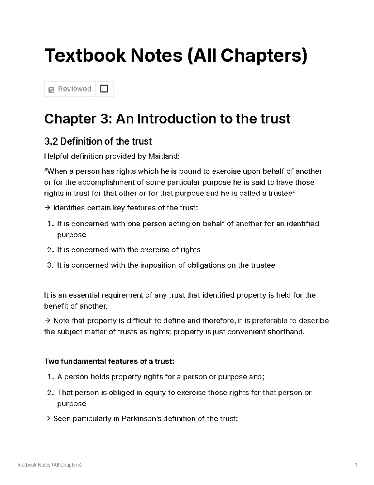 Virgo Law 101: Textbook Notes on Trusts - Chapter 3 Overview - Studocu