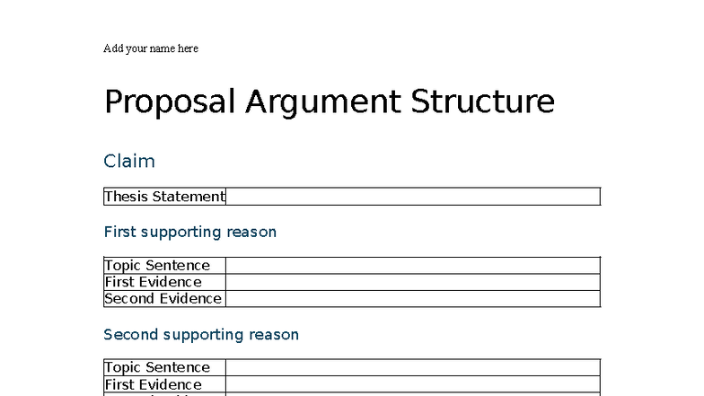 Argument Structure Form - Add your name here Proposal Argument ...