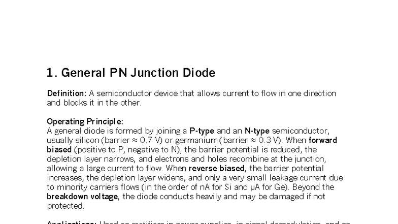 Diode Characteristics: Overview of PN, Zener, LED, and Schottky Diodes ...