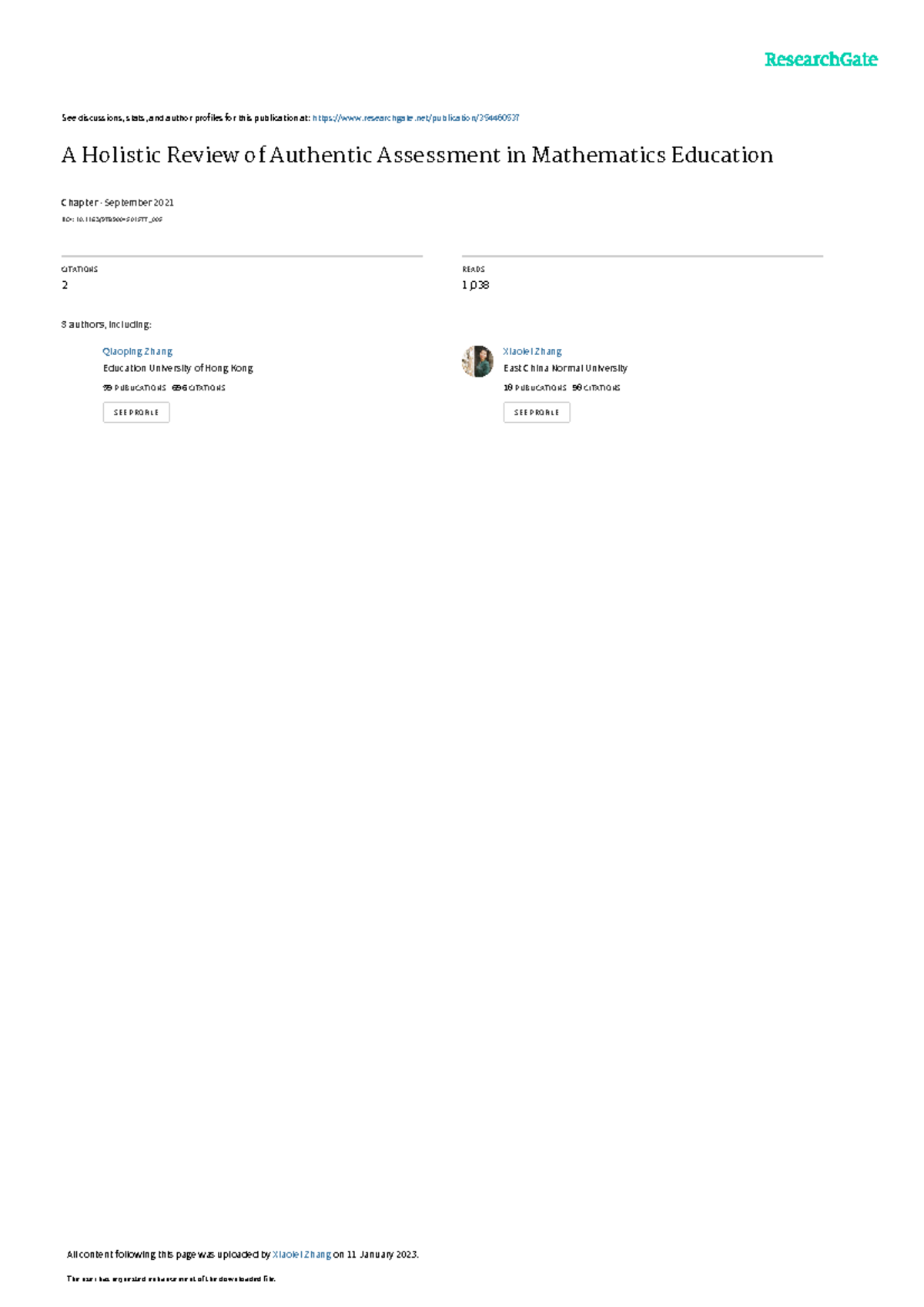 A Holistic Review of Authentic Assessment in Mathematics Education (EDU ...