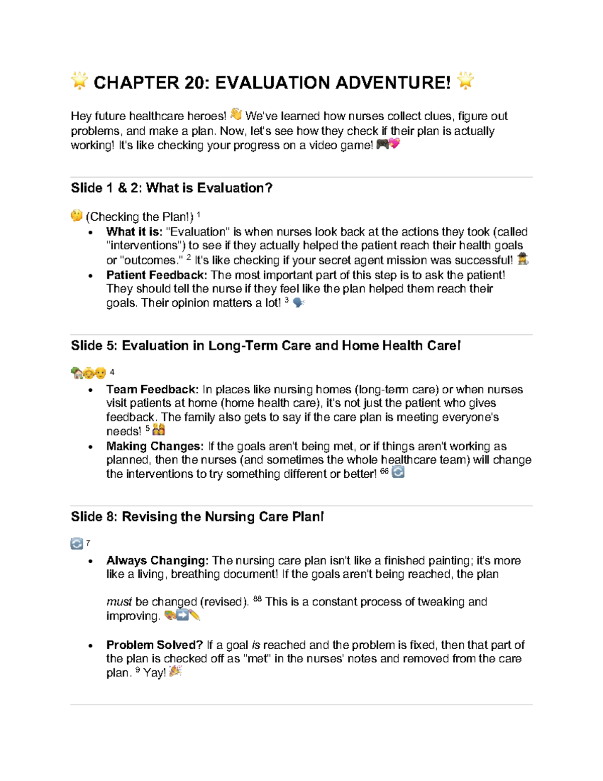 CH 20: Evaluation in Nursing Care Plans - Study Guide & Q&A - Studocu