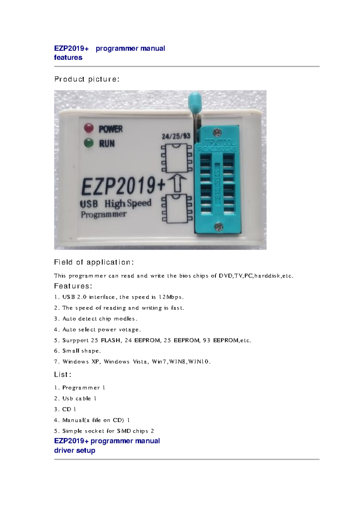 EZP2019 Programmer Manual: Features & Setup Guide - Studocu