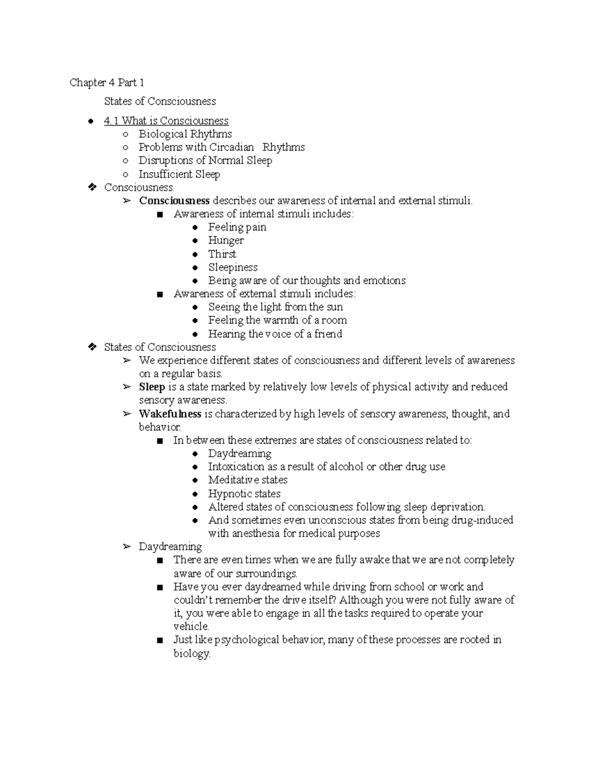 Chapter 4 - States of Consciousness - Psych 101 Notes by Dr. R Traigle ...