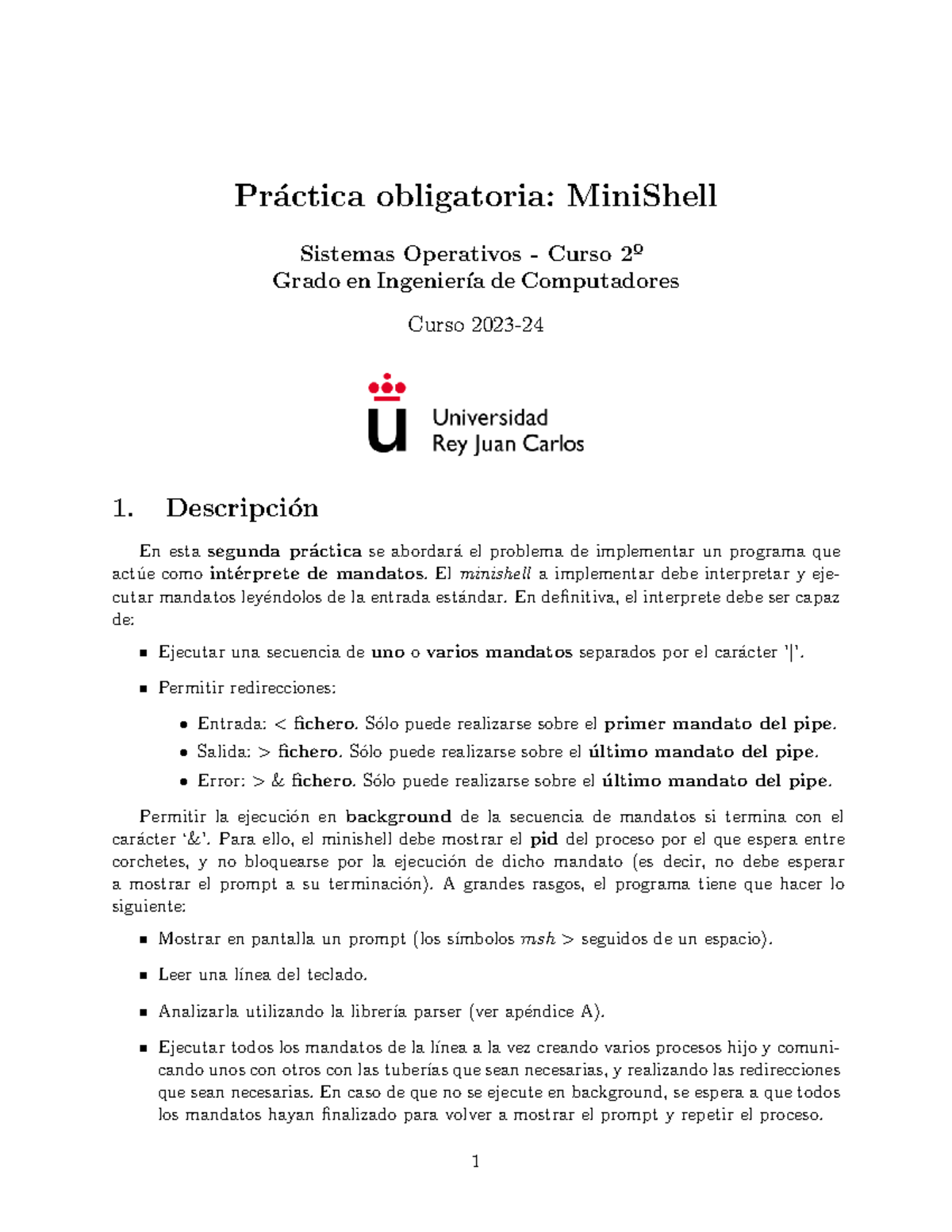 Práctica de Minishell SSOO 24-25: Implementación y Ejecución de ...