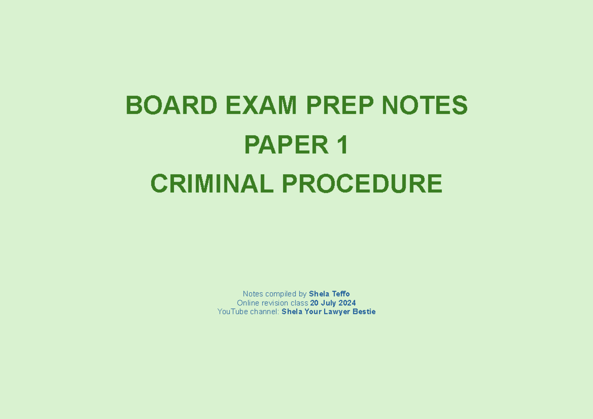 Criminal Procedure Study Guide: Board Exam Prep Notes - Studocu