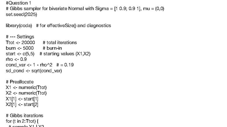 ST4231 Tutorial 7: Gibbs Sampler for Bivariate Normal Analysis - Studocu