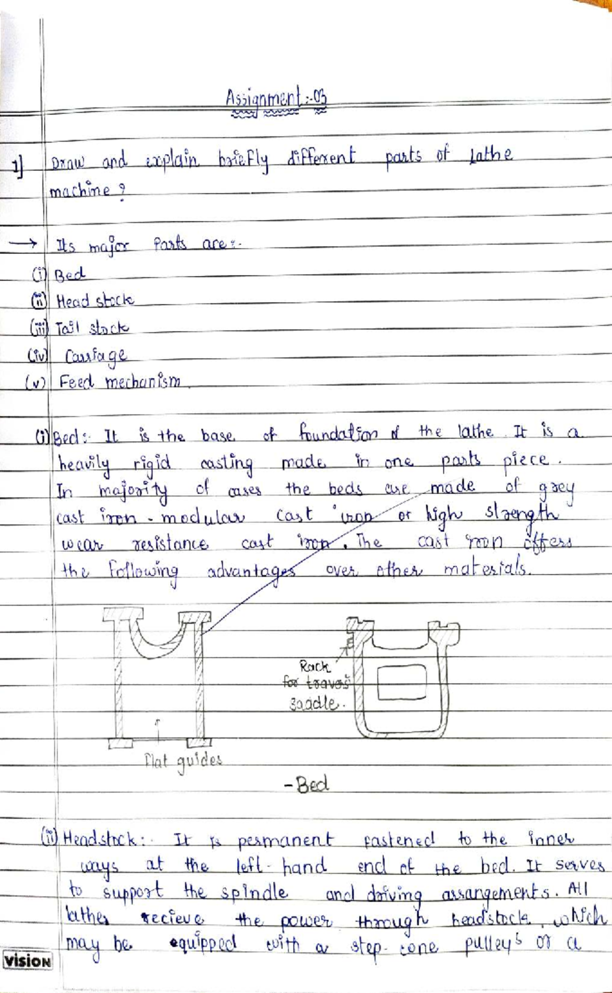Workshop Practical 3: Lathe Machine Components and Operations - Studocu