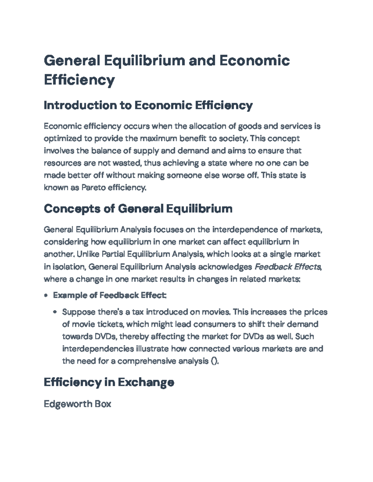 General Equilibrium and Economic Efficiency - Econ 101 Lecture Notes ...