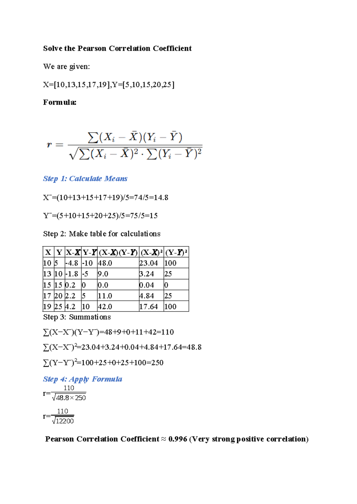 Qb1 Ans Key: Pearson Correlation Coefficient Calculation - Studocu