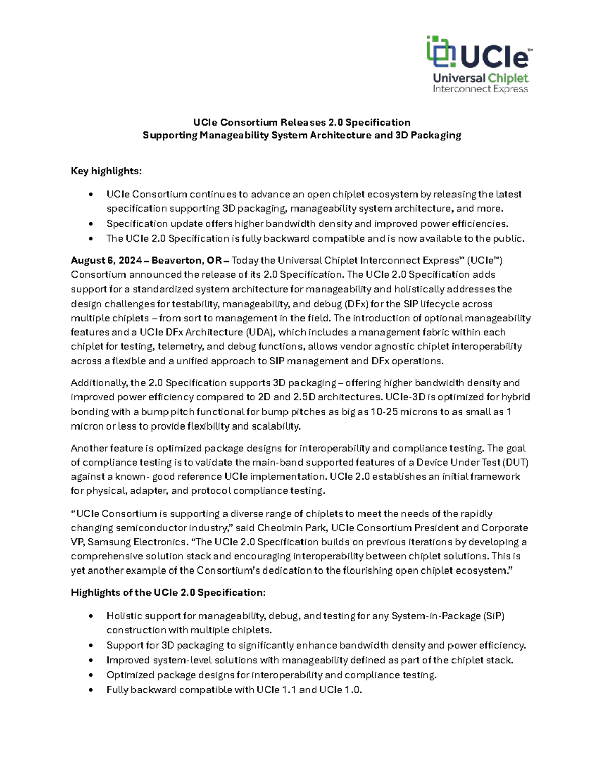 UCIe 2.0 Specification Release Highlights and Key Features - Studocu