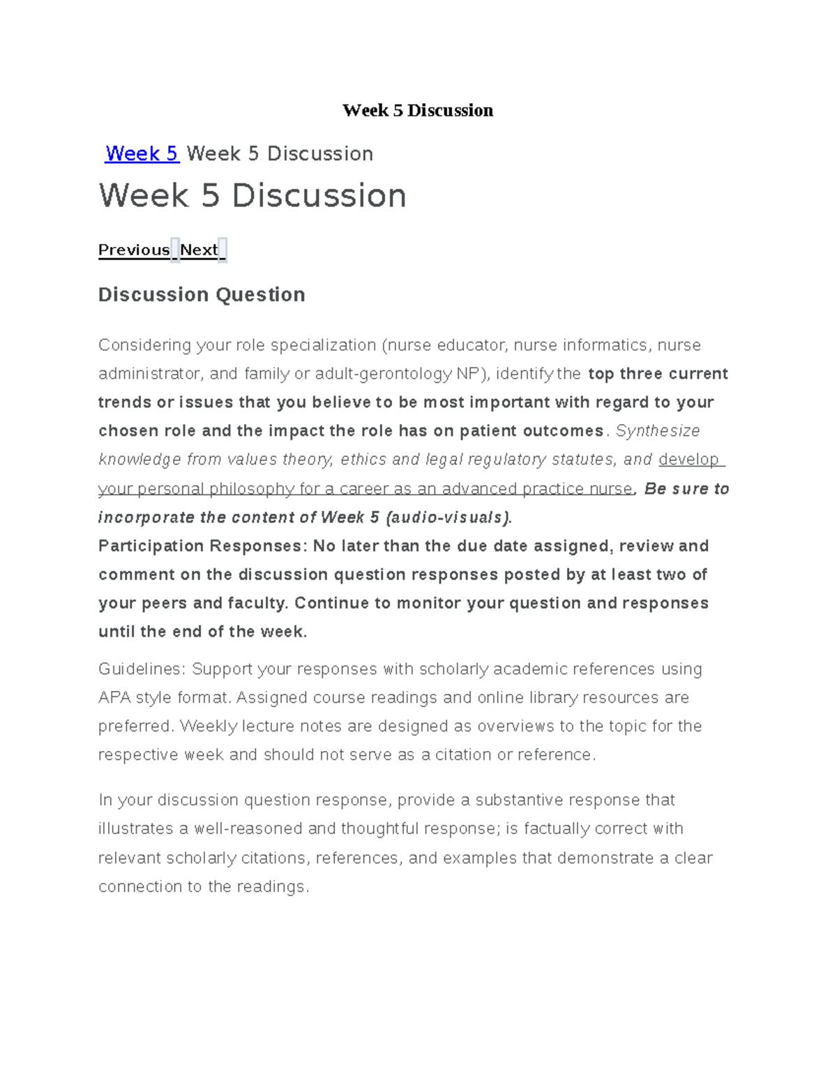 FNP Week 5 Discussion: Trends Impacting Patient Outcomes in Practice ...