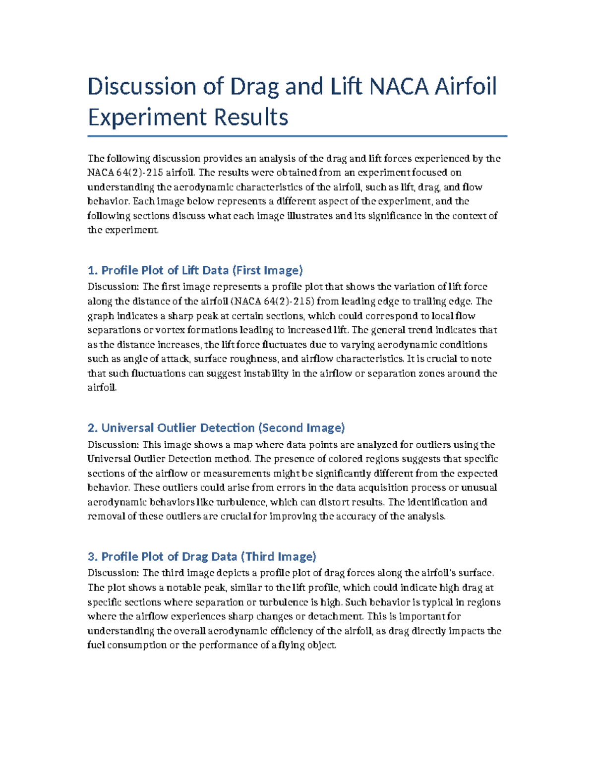 Drag and Lift Analysis of NACA Airfoil Experiment Results - Studocu