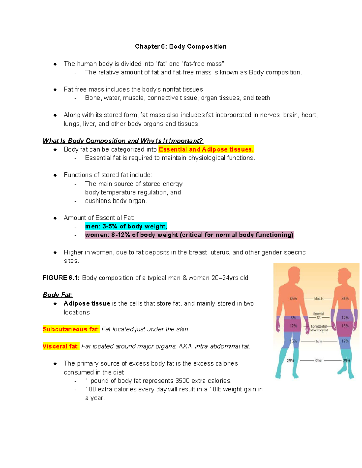 Chapter 6: Understanding Body Composition and Its Importance - Studocu