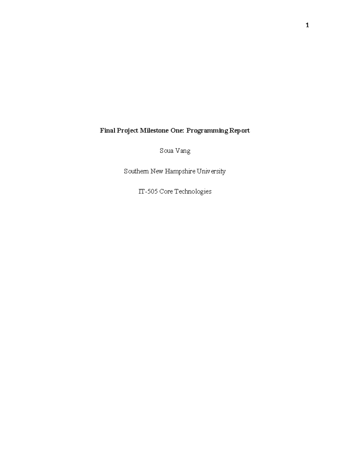 Final Project Milestone One - The supervisor provided the ...