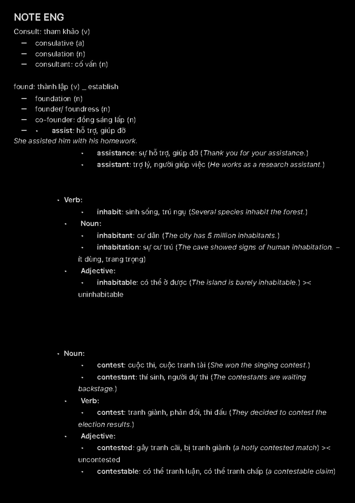 NOTE ENG: Vocabulary and Grammar Insights - Studocu