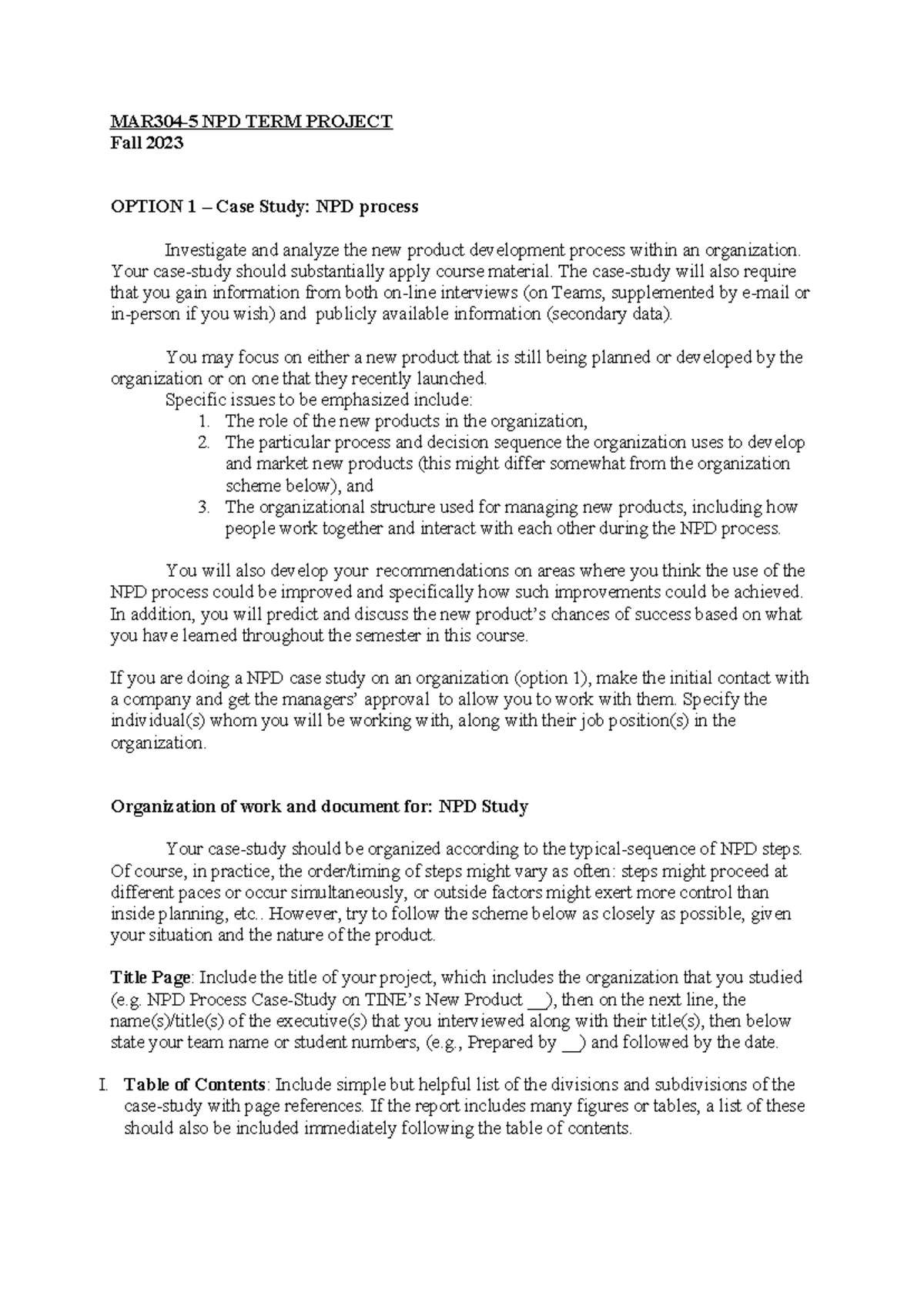MAR304-5 NPD Term Project: Case Study on New Product Development - Studocu
