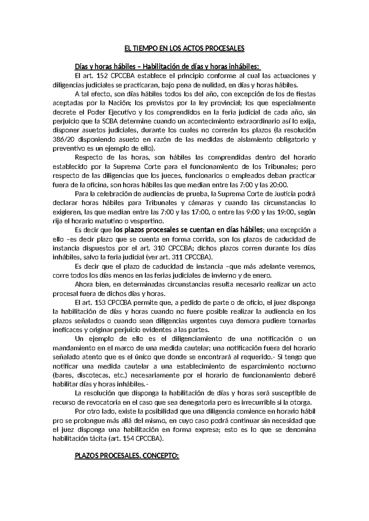Plazos Procesales - EL TIEMPO EN LOS ACTOS PROCESALES Días y horas ...