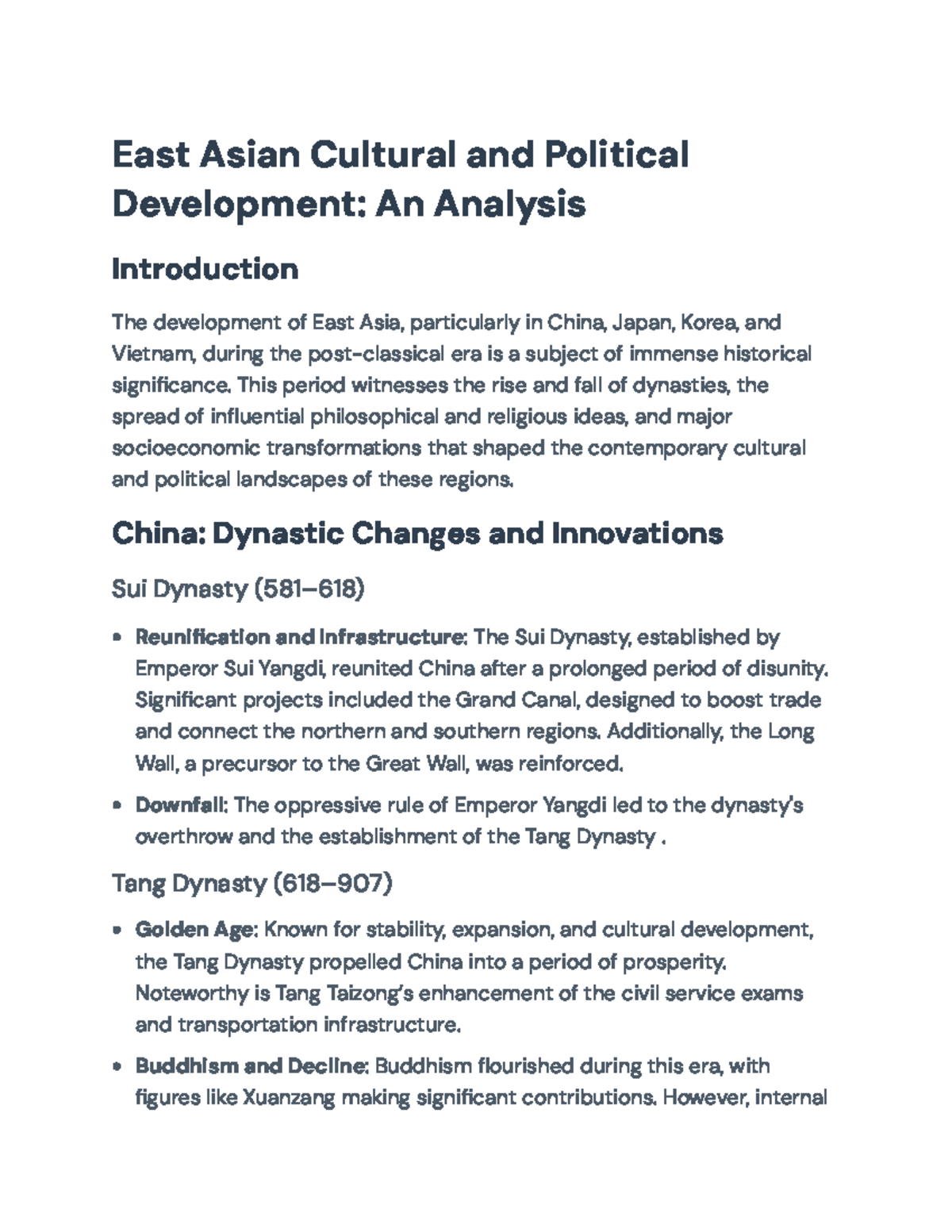 East Asian Cultural and Political Development: A Historical Analysis ...