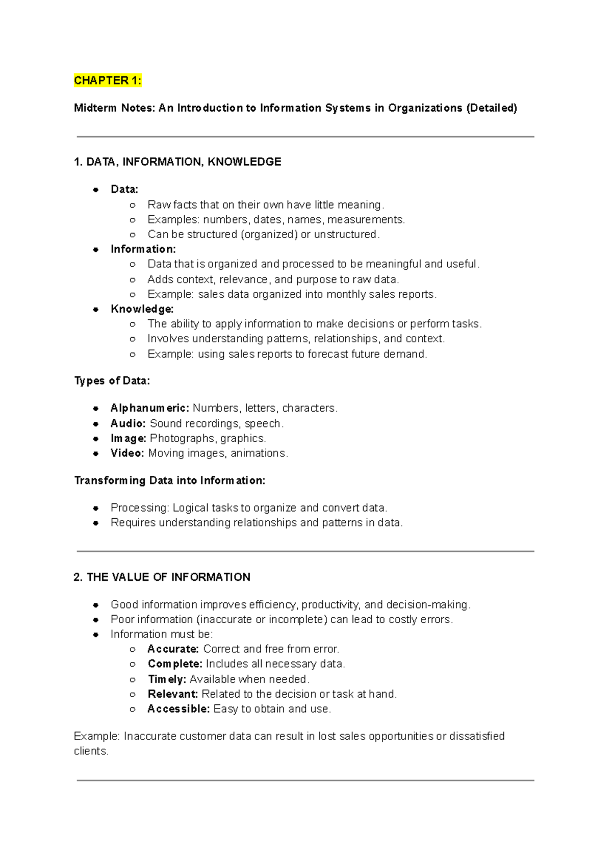 ITEC 1010 - Midterm Exam: Intro to Information Systems Overview - Studocu