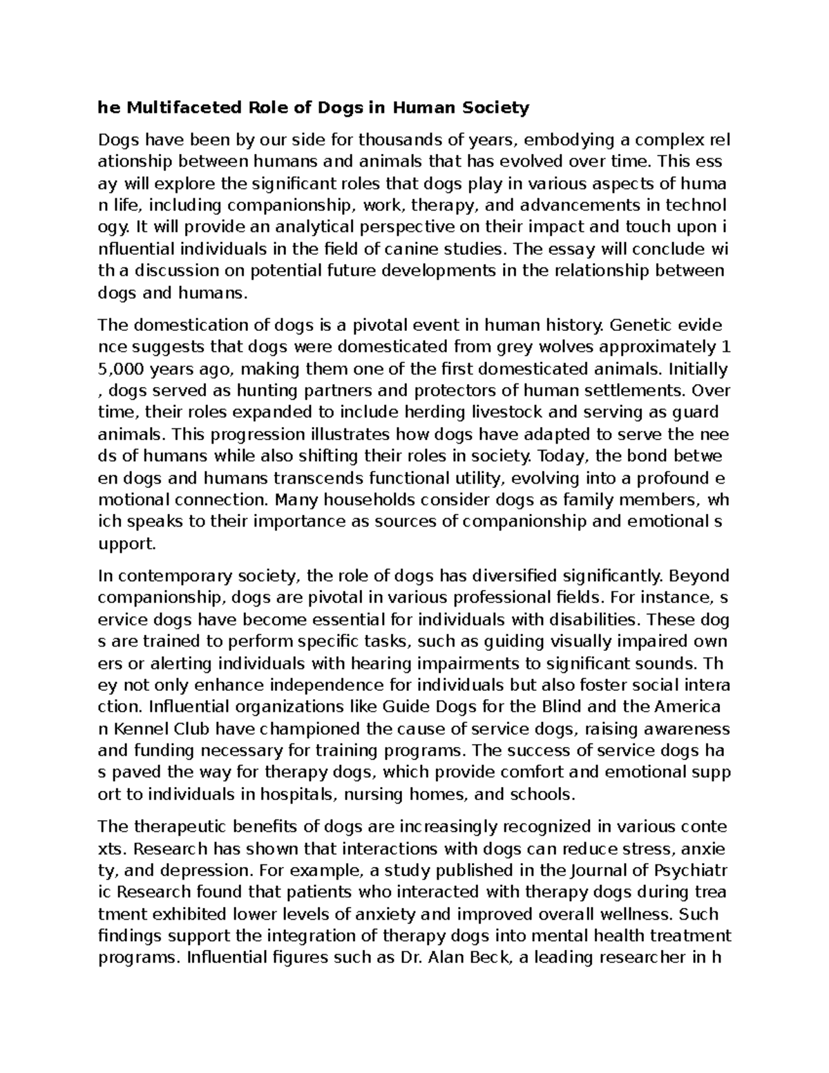 The Multifaceted Roles of Dogs in Human Society - Essay Notes f3f3 ...