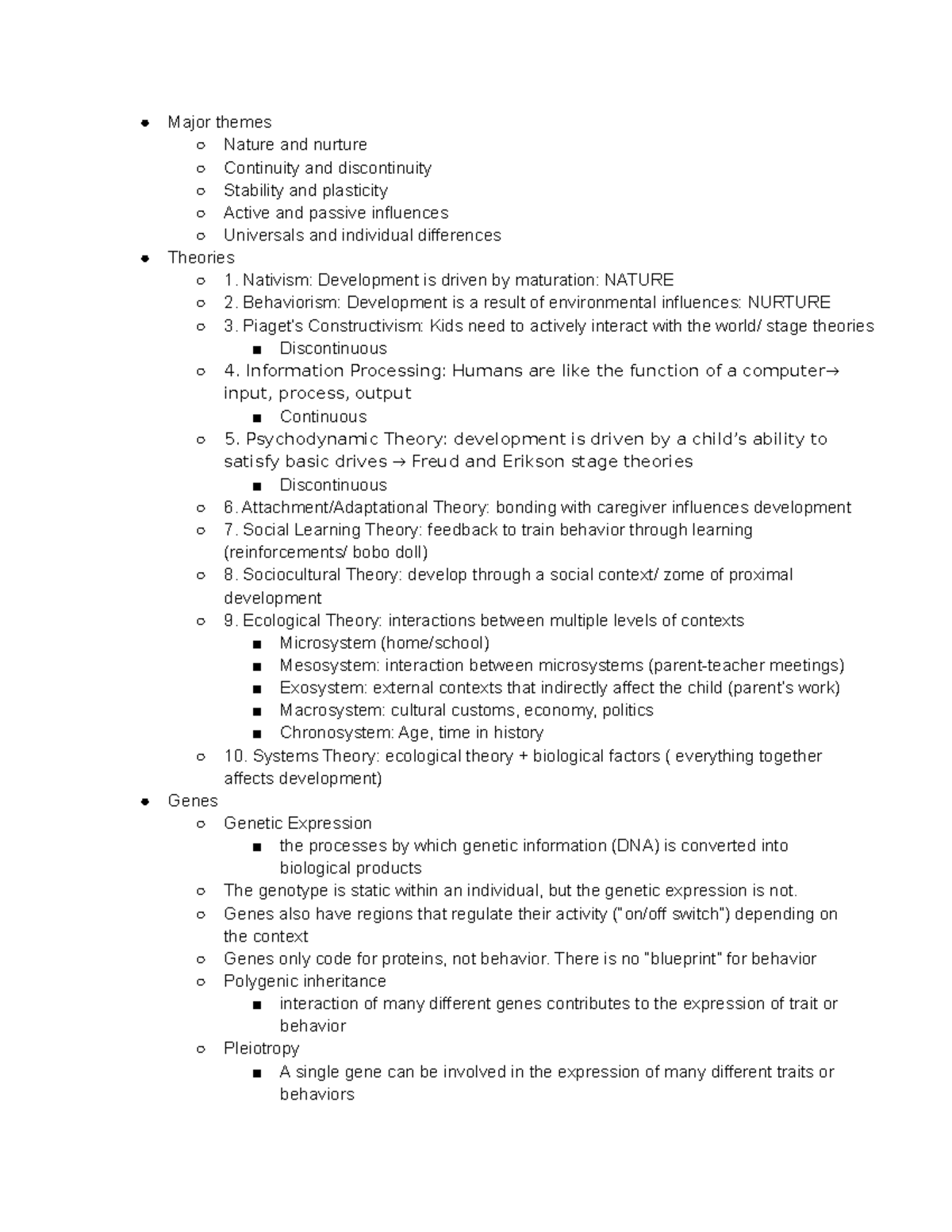 Child Psych 101: Exam 1 Study Guide on Development Theories and ...