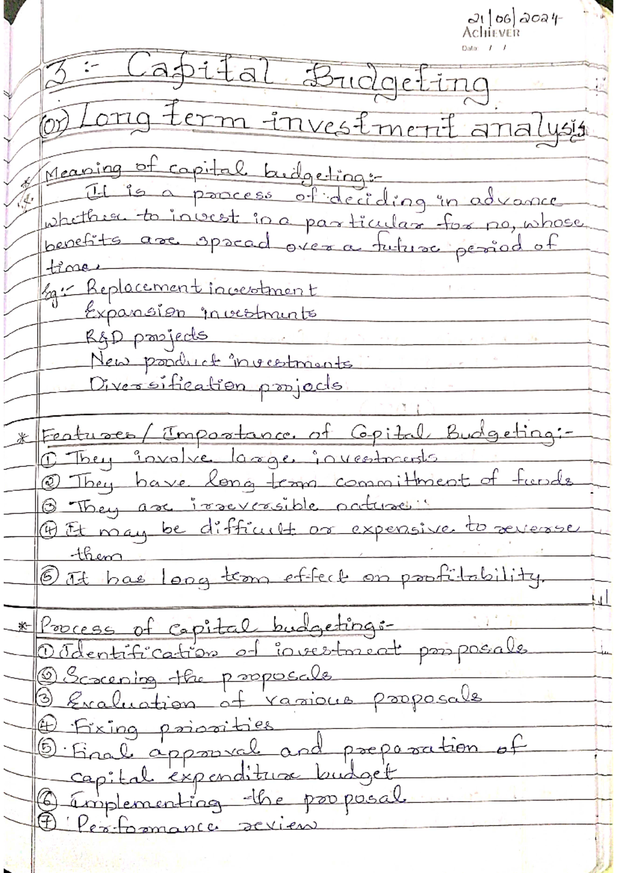 Capital Budgeting: Detailed Notes on Investment Analysis Techniques (CK ...