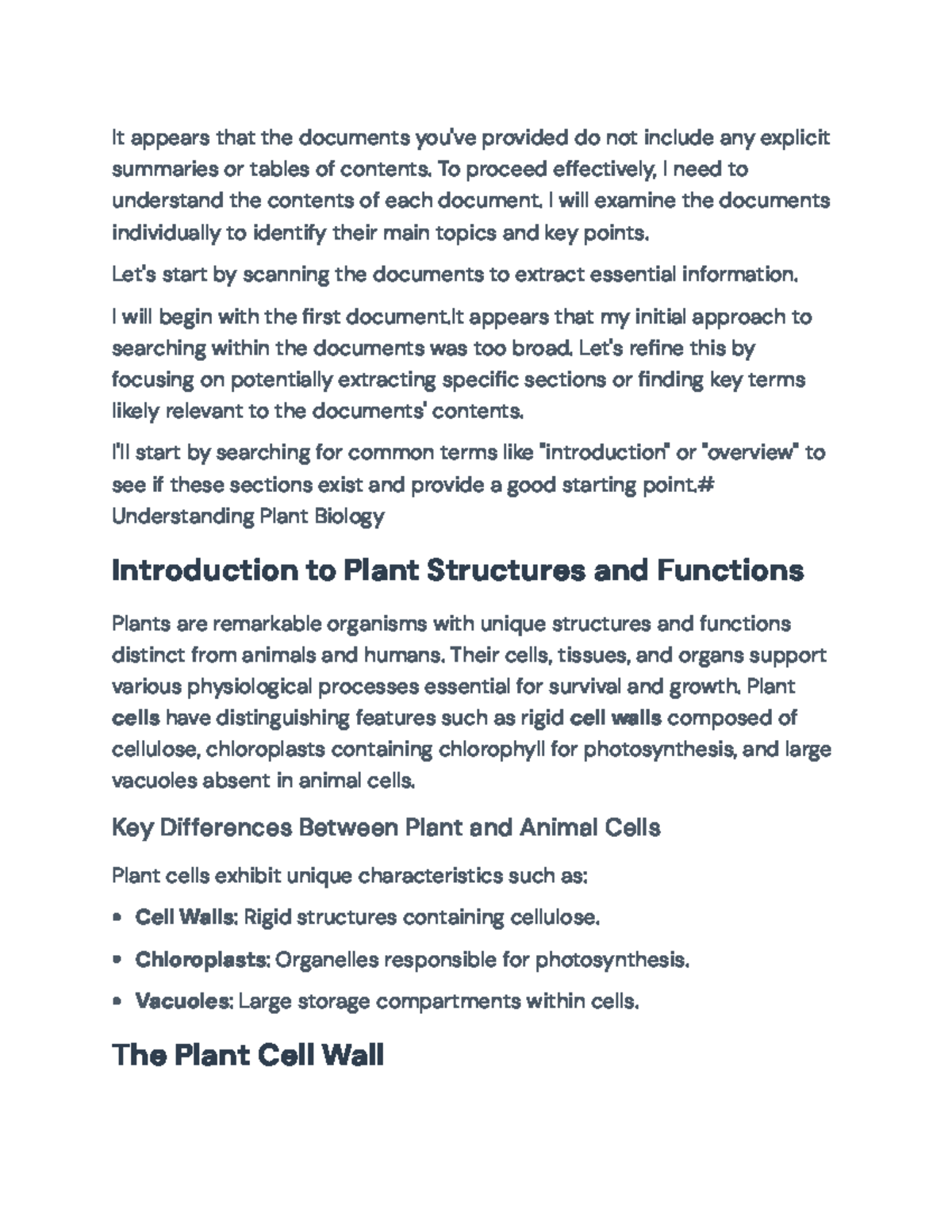 Understanding Plant Structure and Function (Biology 101 - Lecture Notes ...