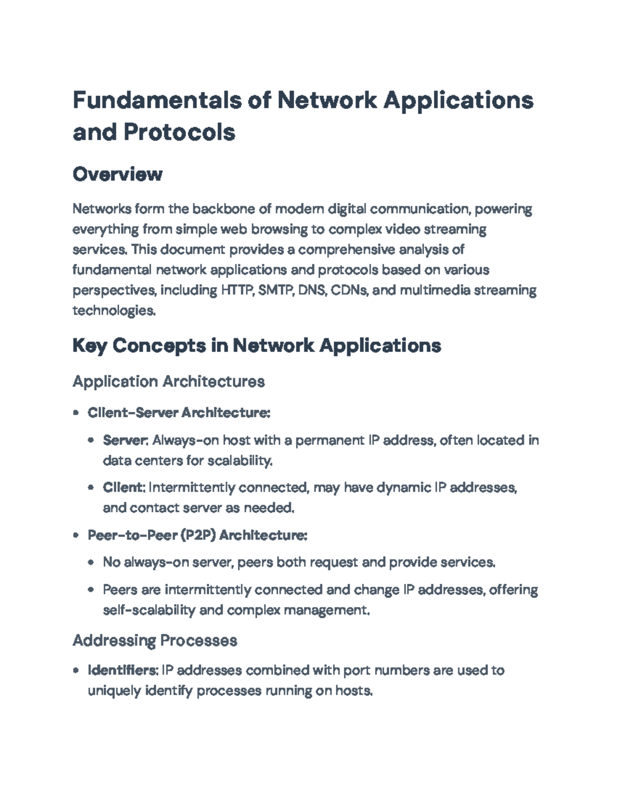 Network Applications & Protocols: Overview and Key Concepts ...