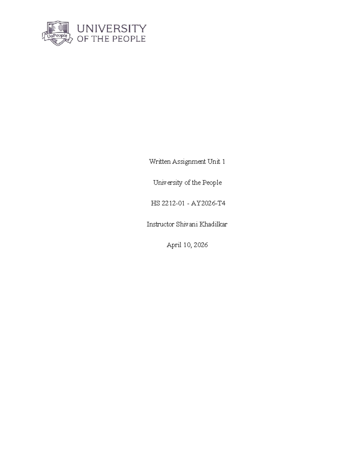 HS 2212 Unit 1 Assignment: Epidemiological Response to Earthquake ...
