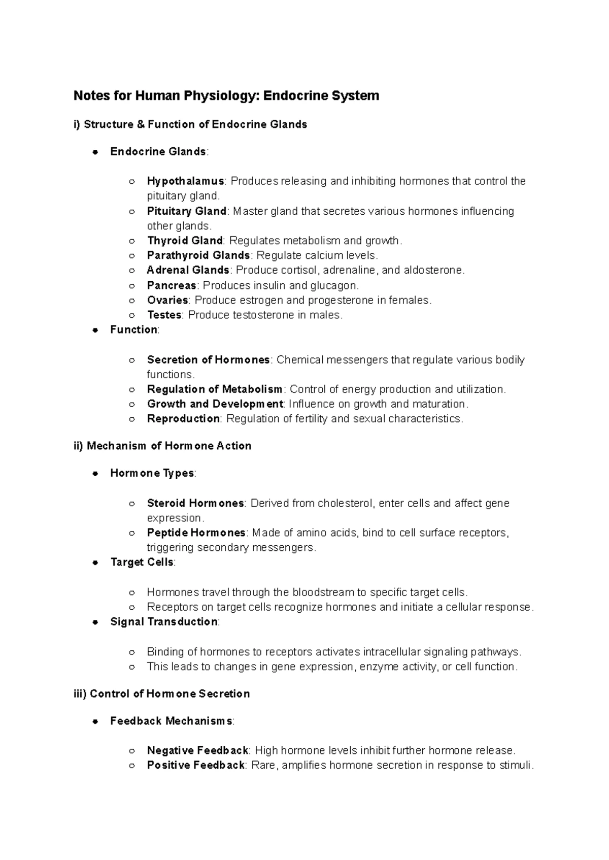 Human Physiology Notes: Structure & Function of the Nervous System ...