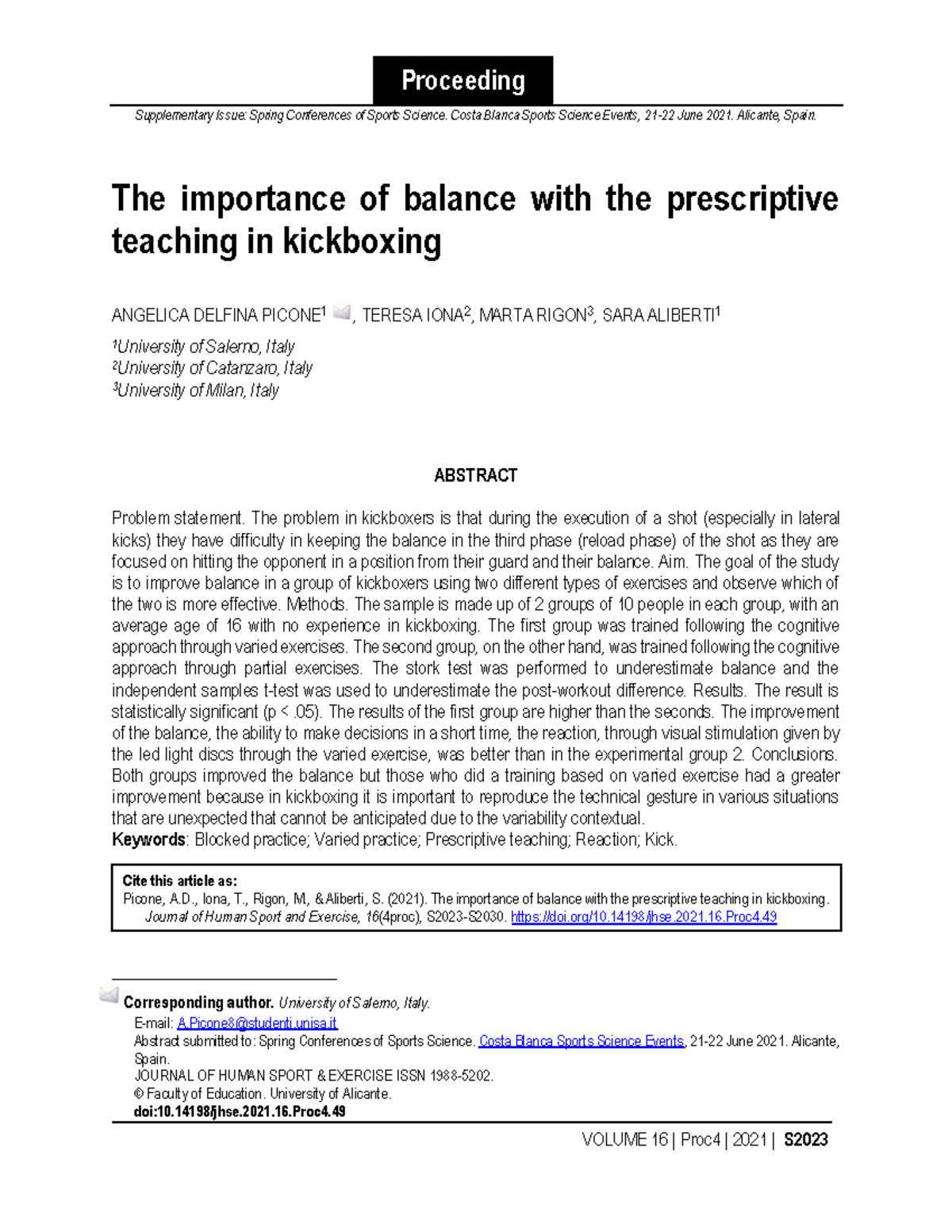 Balance Improvement in Kickboxing: A Study on Teaching Methods (2021 ...