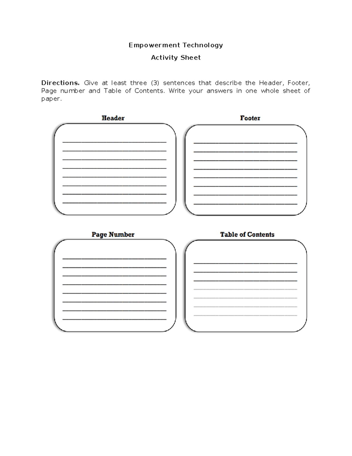 Empowerment Technology - Empowerment Technology Activity Sheet ...