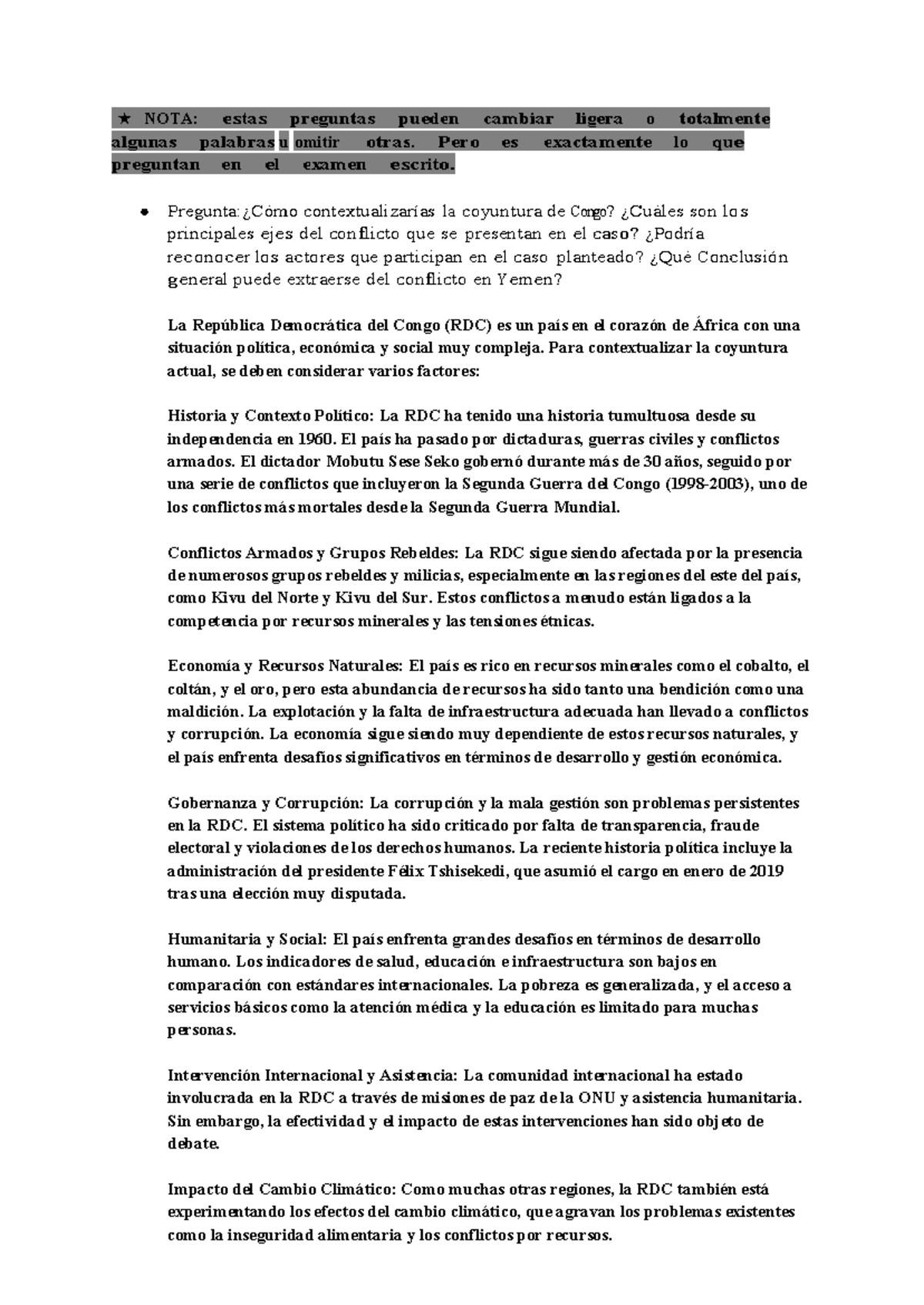 Preguntas y Análisis EFIP: Relaciones Internacionales y Conflictos Globales - Document Preview