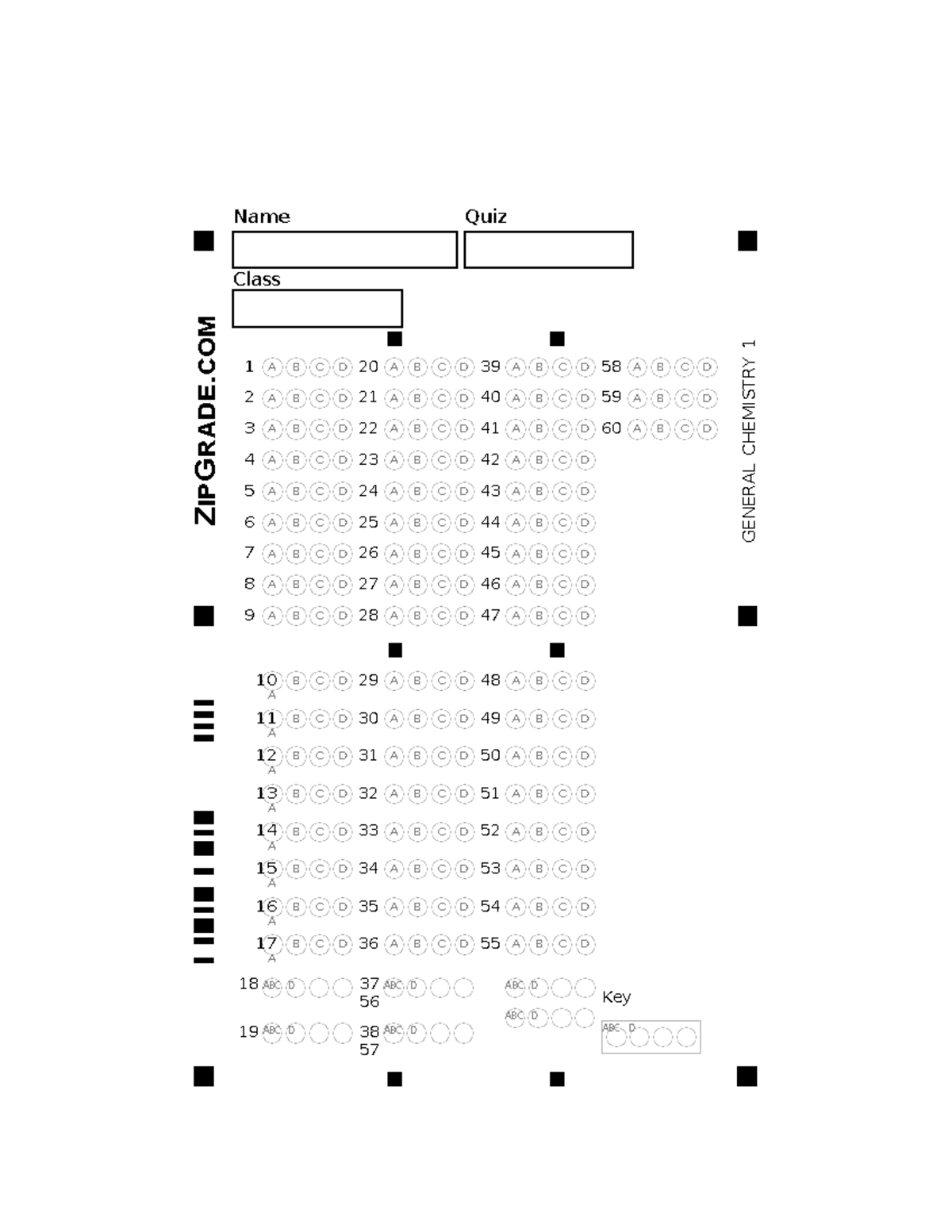 Answer Key 60 Items - ABC D ABC D ABC D ABC D Name Quiz Class 1 A B C D ...