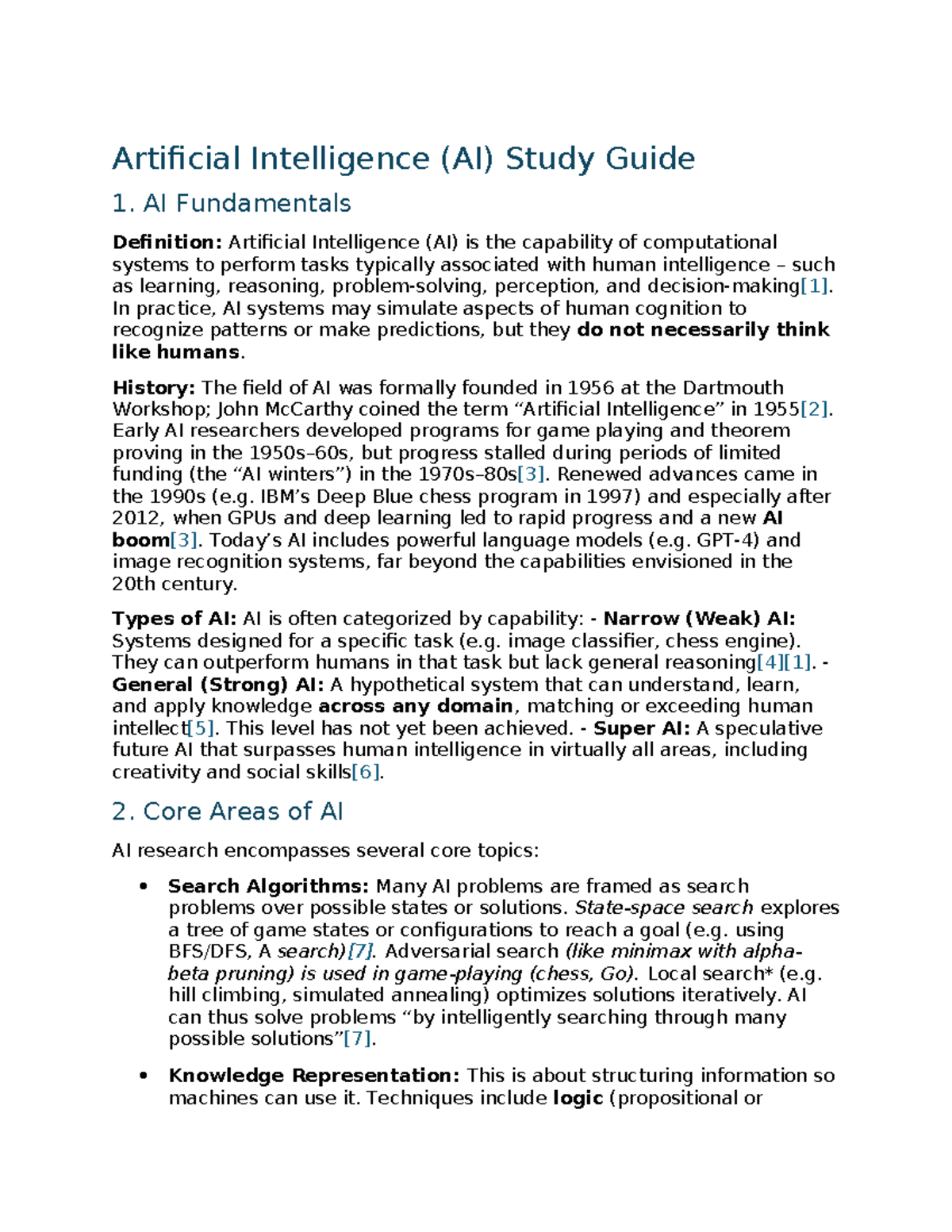 AI Study Guide: Fundamentals, Machine Learning, and Deep Learning - Studocu