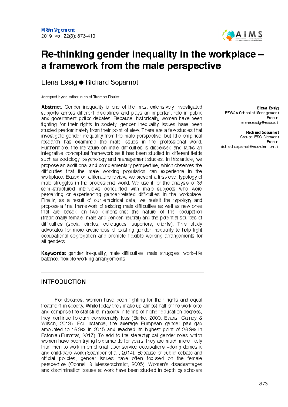 Re thinking gender inequality in the workplace a framework from the ...
