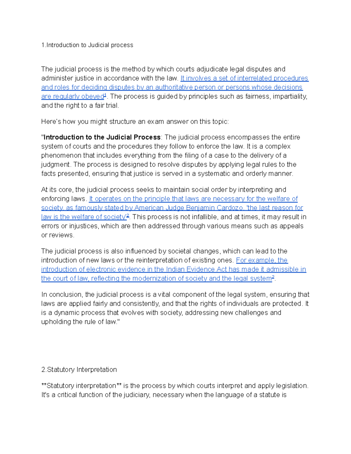 Judicial Process Overview: Key Concepts and Statutory Interpretation ...