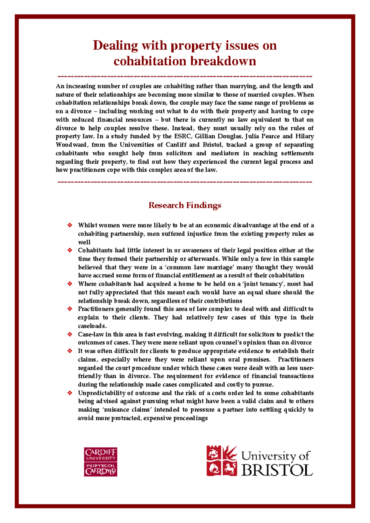 Cohabitation breakdown and property issues: A study on legal challenges ...