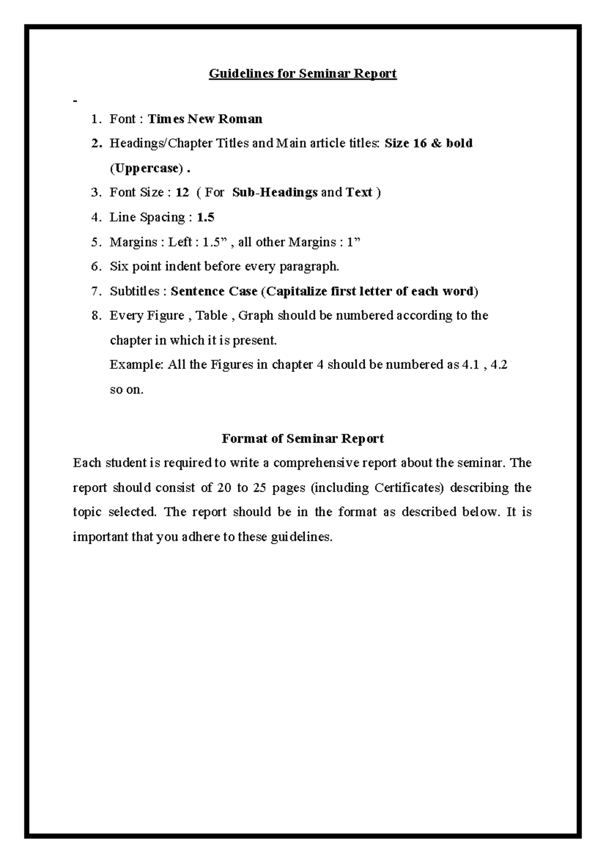 Guidelines for Seminar Report Formatting and Structure - Studocu