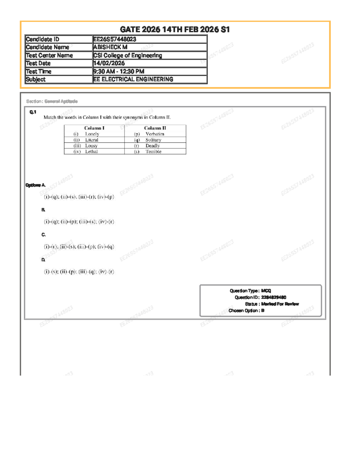 GATE 2026 EE Electrical Engineering Exam Notes - 14th Feb - Studocu