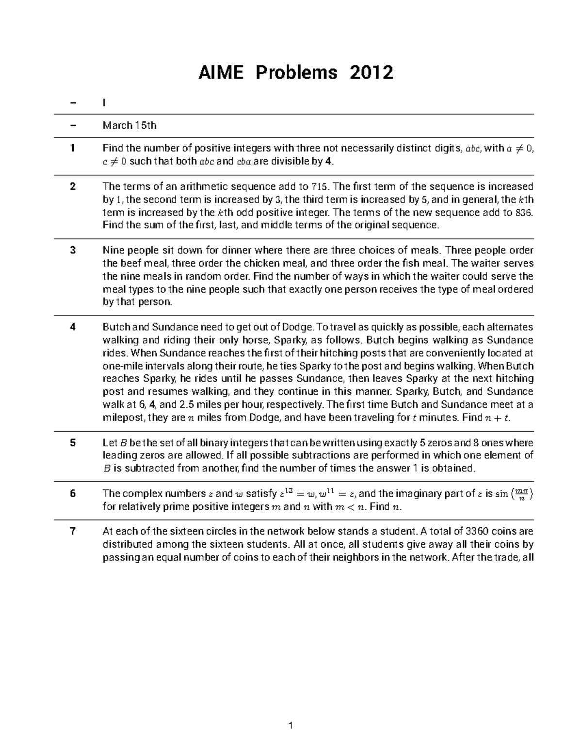 2012 AIME II Problems - Comprehensive Practice Guide - Studocu