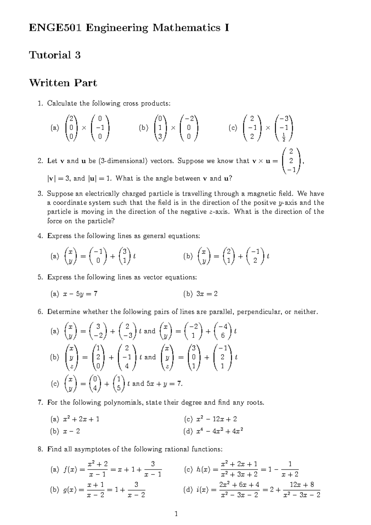 Tutorial 3 ENGE501 2021S1 - Engineering Mathematics I - AUT - Studocu