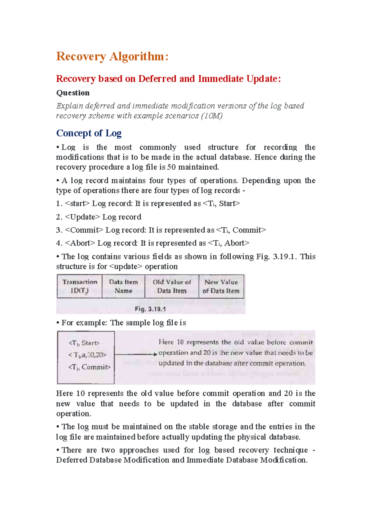 Log-Based Recovery Techniques: Deferred vs Immediate Update (DBMS 101 ...