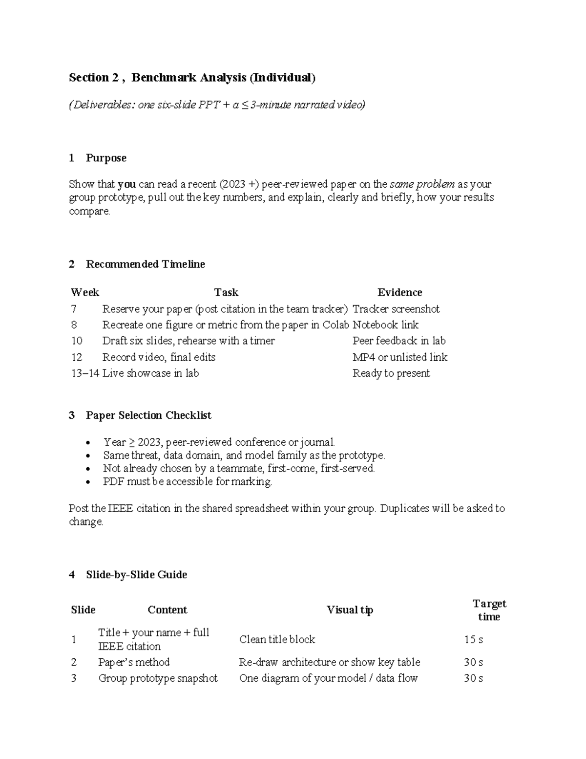 Section 2 Benchmark Analysis Guidelines (Individual) - 2023 - Studocu