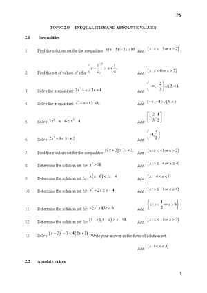 Tutorial mathematics chapter two for second semester - Studocu