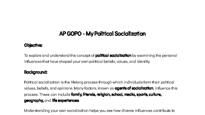 AP GOPO Political Socialization Project: Exploring Influences on ...